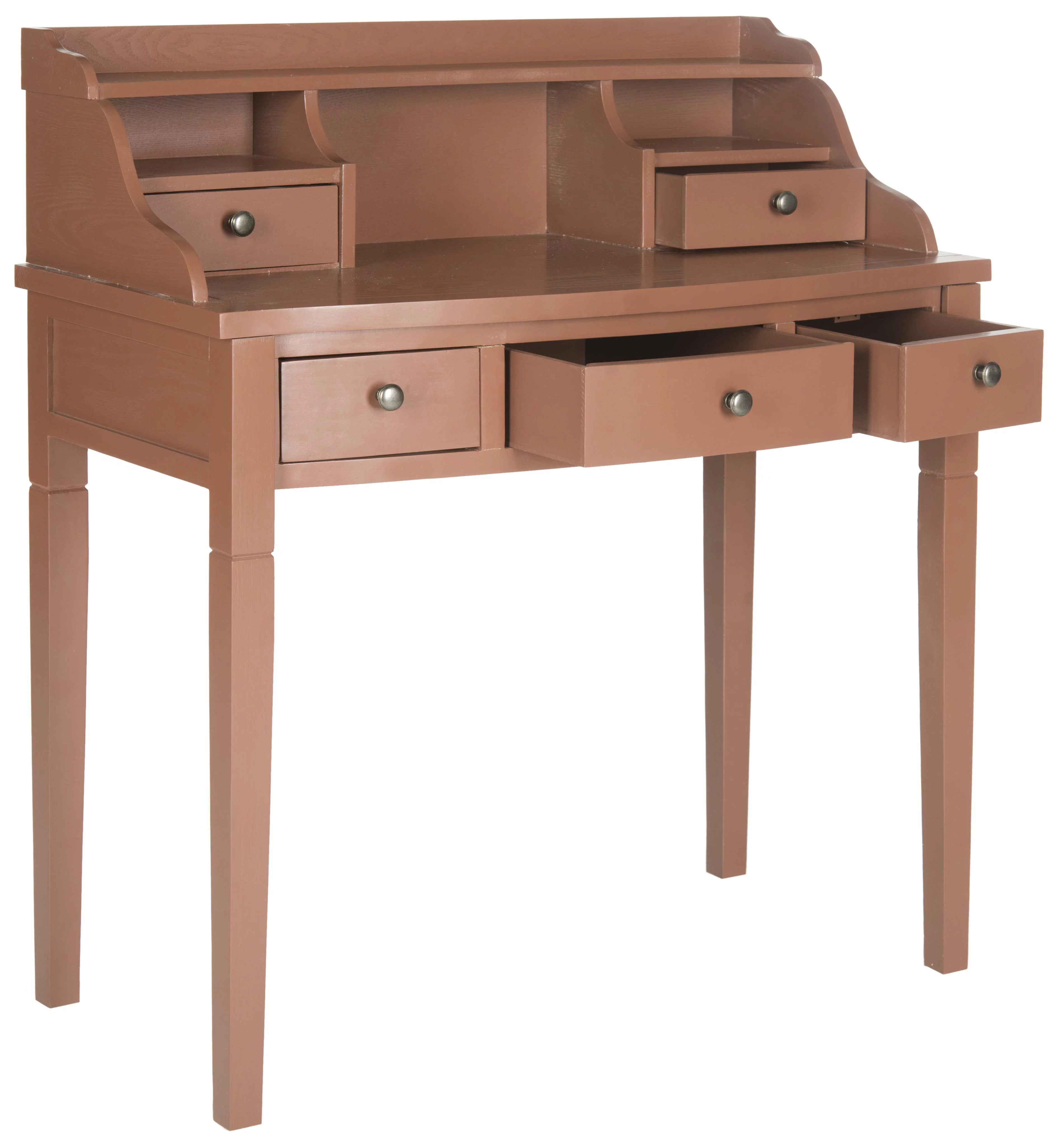 SAFAVIEH Landon Solid Contemporary 5 Drawer Writing Desk, Henna Brown