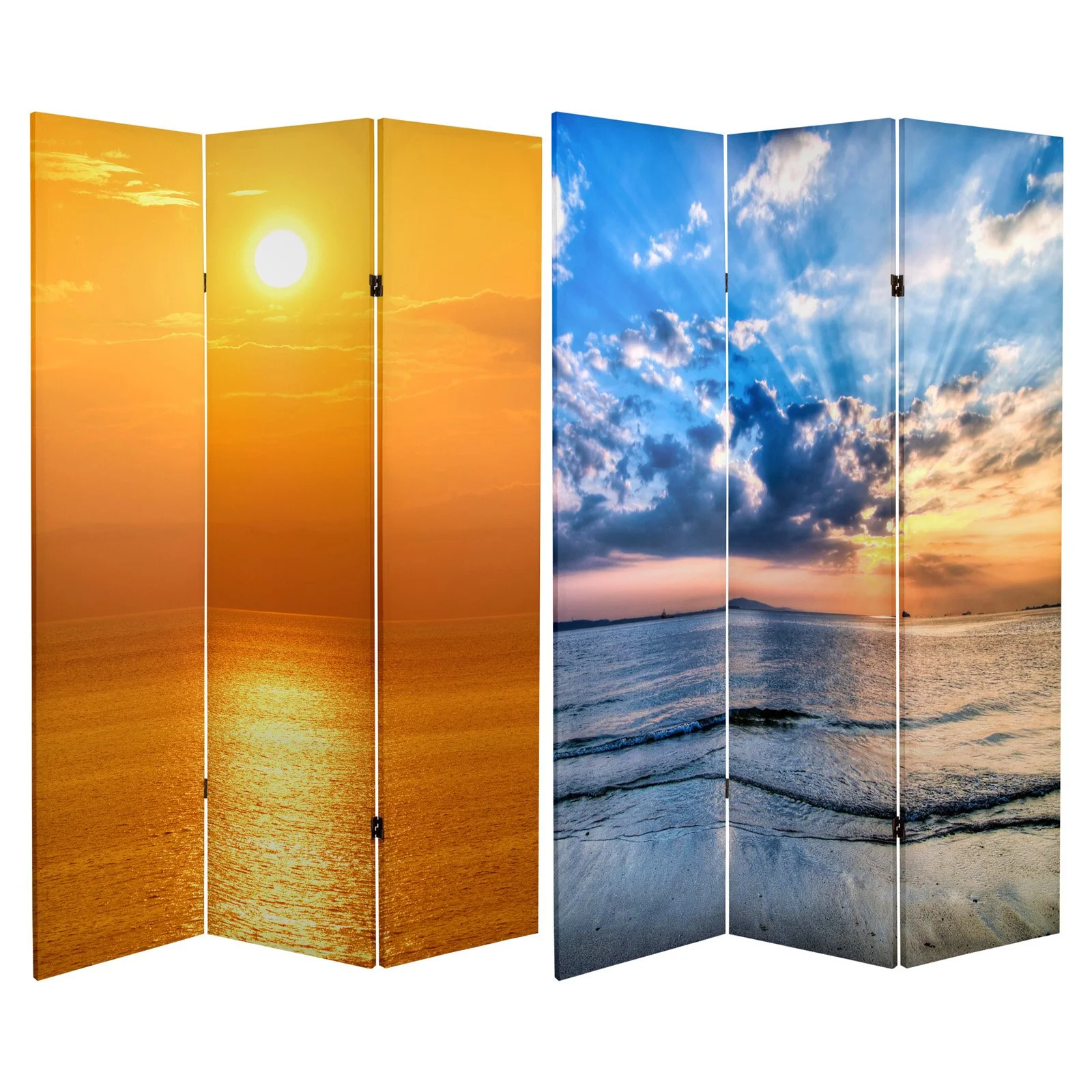 Oriental Furniture 6 ft. Tall Double Sided Sunrise Room Divider - 3 Panel