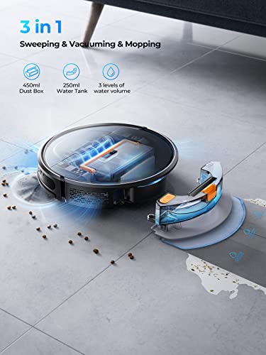 Laresar Robot Vacuums and Mop Combo, Max 4500Pa Suction, Evol 3 Robotic Vacuum Cleaner with Auto Carpet Boost, Self-Charging