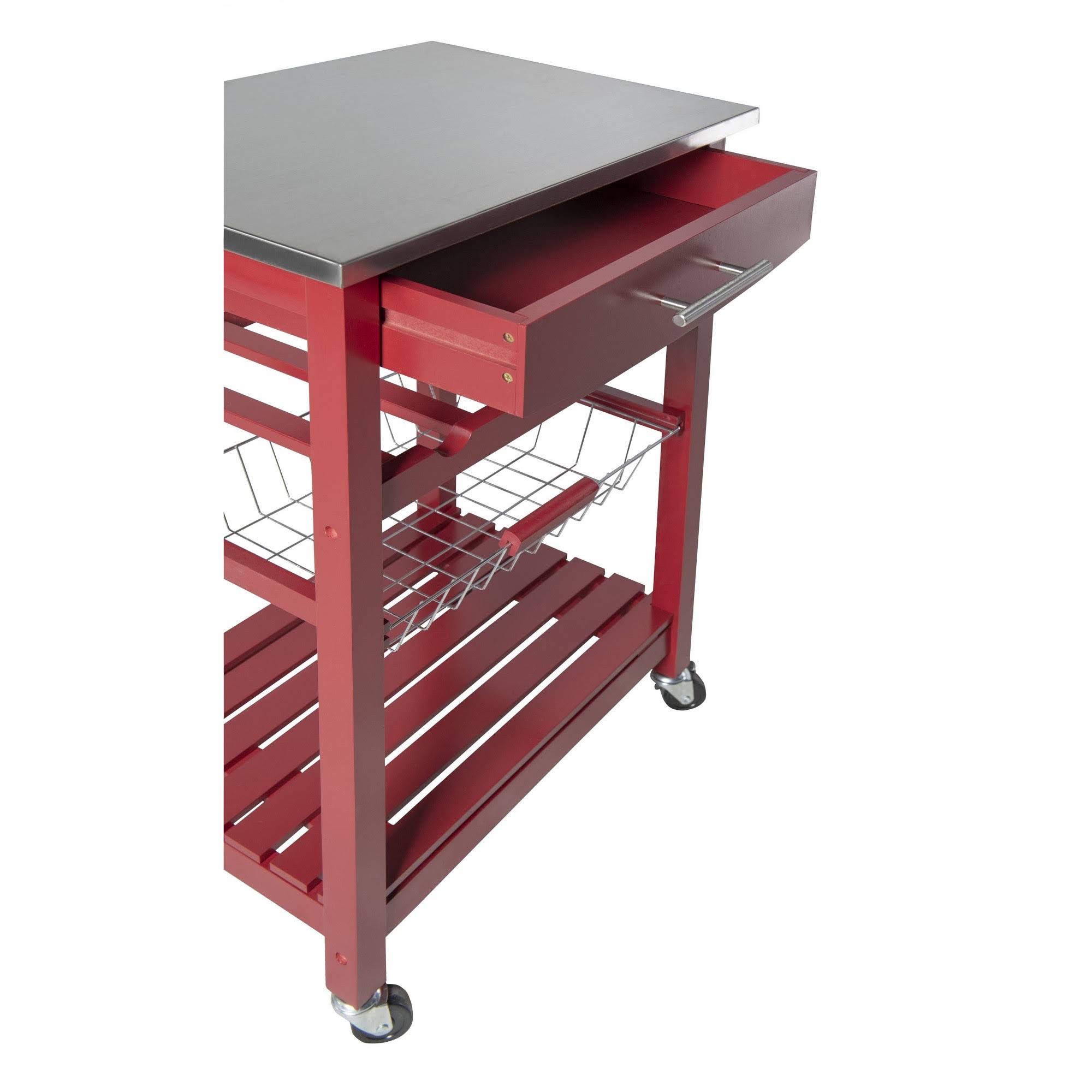 Linon Clarke Kitchen Bar Cart, Red