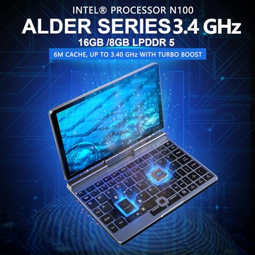 8 inch Mini Laptop HD Touchscreen Portable 2-in-1 Small Computer, Windows 11 Pro Laptop for Business and Students