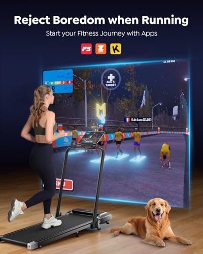 Walking Pad Treadmill with Incline, 2 in 1 Foldable Treadmills for Home Small Office, 300lbs Portable Compact Under Desk Treadmill with App