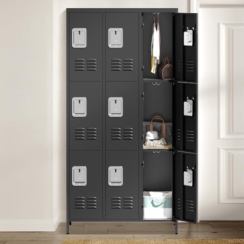 6 Doors Metal Lockers for Employees 72" H Storage Cabinet Lockable Locker with Shelves Steel Storage Locker for Gym School Office Home Requires