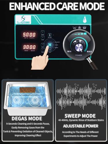 Ultrasonic Cleaner 3L with Adjustable Power & Sweep, 120W Ultra Sonic Cleaning Machine, Digital Timer and Heater
