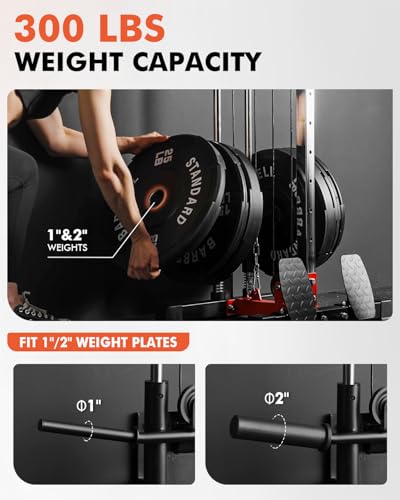 Mikolo Wall Mount Cable Station, Cable Crossover Machine with Dual Pulley System and 18 Adjustable Positions for Home Gym Fitness Equipment