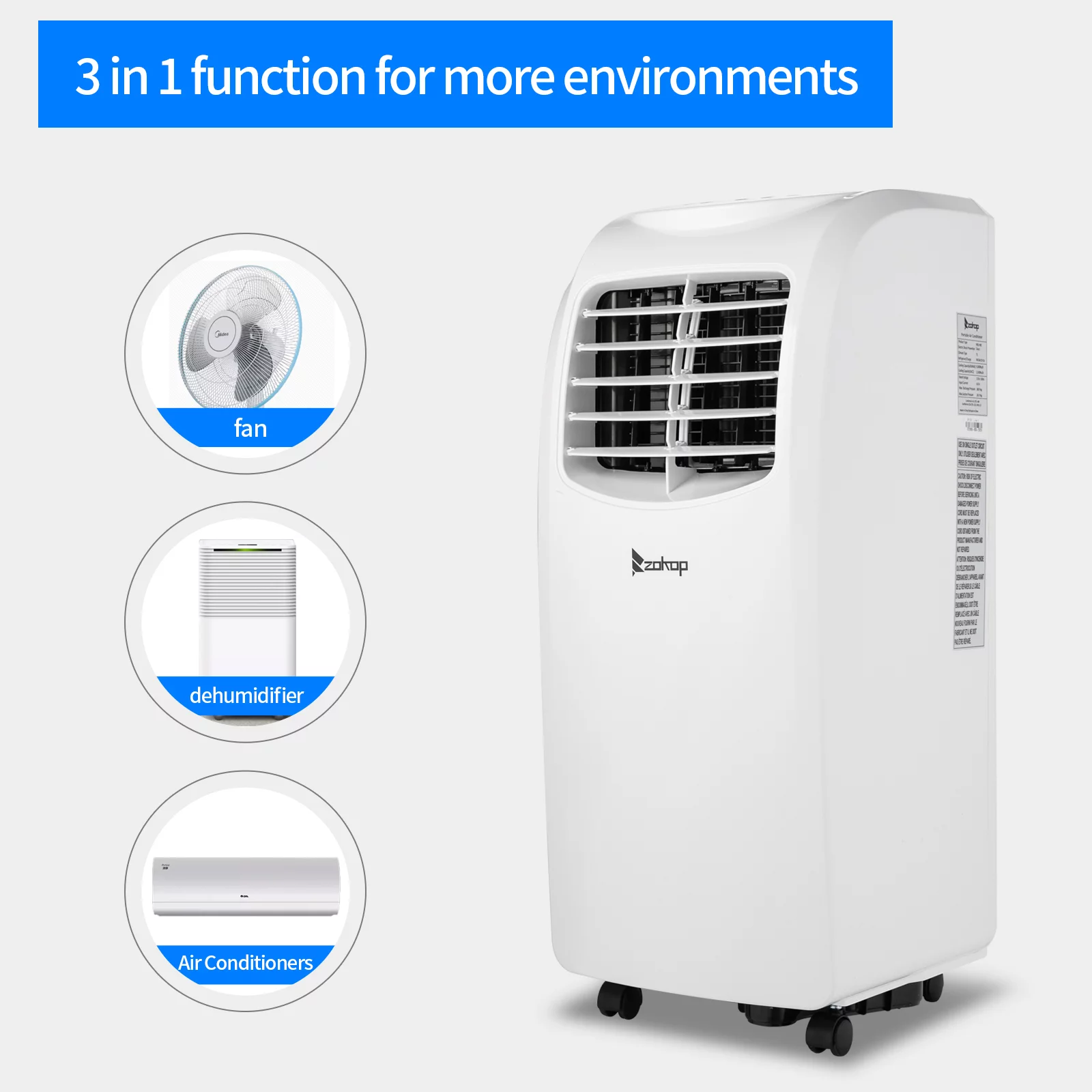 SamyoHome 8,000 BTU Portable Air Conditioner Dehumidifier Function