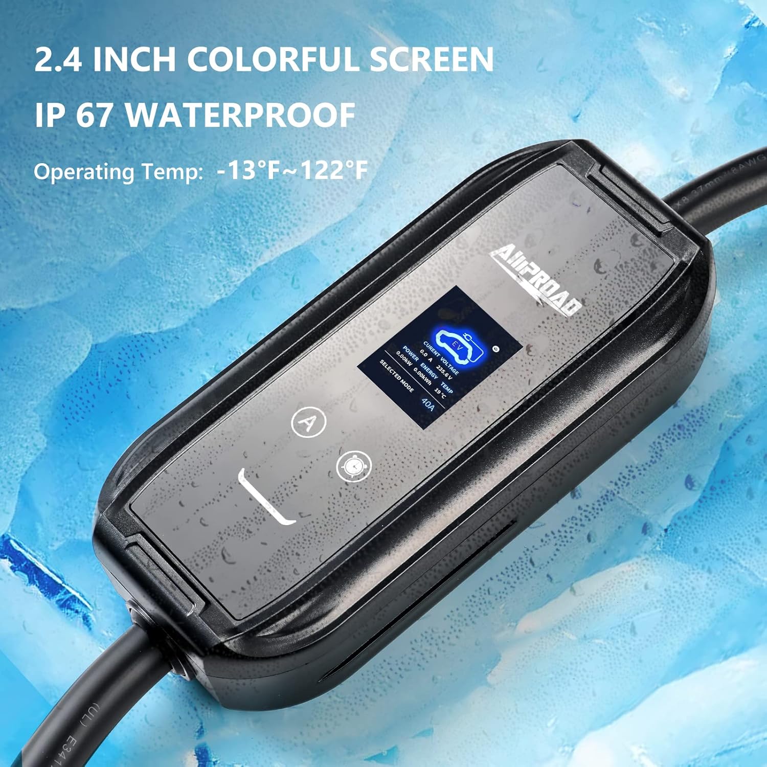 AMPROAD iFlow P9 EV Charger Level 2, 40/32/24 Amp Adjustable, 240V EVSE with WiFi, Versatile for Portable & Wall Charger (NEMA 14-50, 25 Foot Cable)