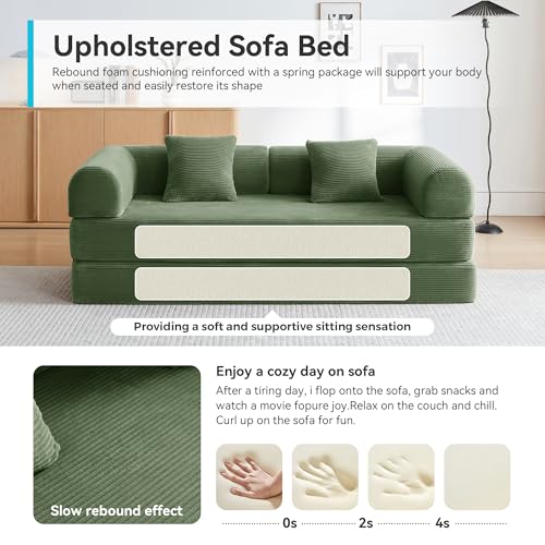 Convertible Sleeper Sofa Bed with Cylindrical Pillow, Comfy Foldable Sofa Bed Compressed Sofa in Box