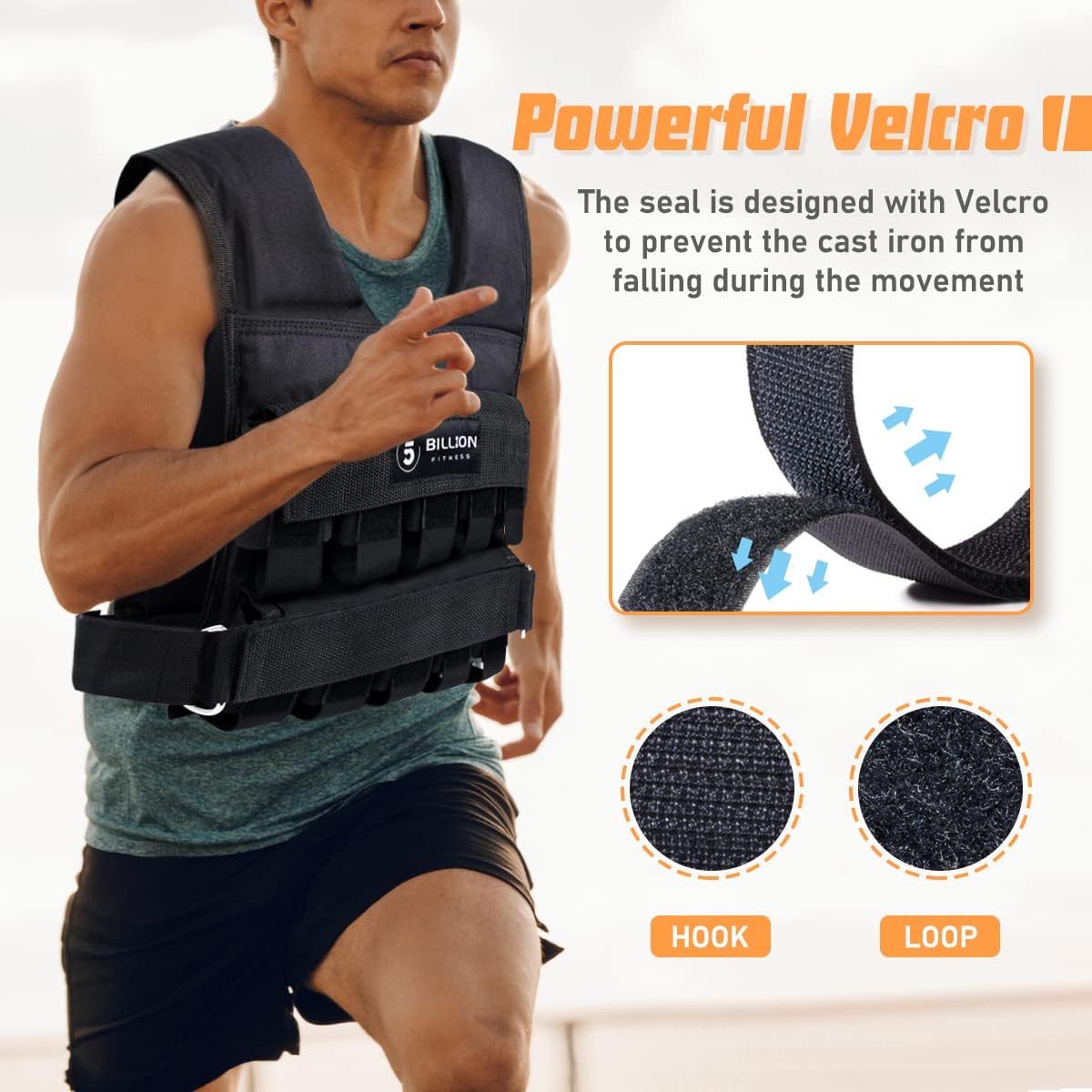 Adjustable Weighted Vest 0-44lbs,5BILLION Weight Vest with Solid Bar Weights,Body Weight Vest for Men Women