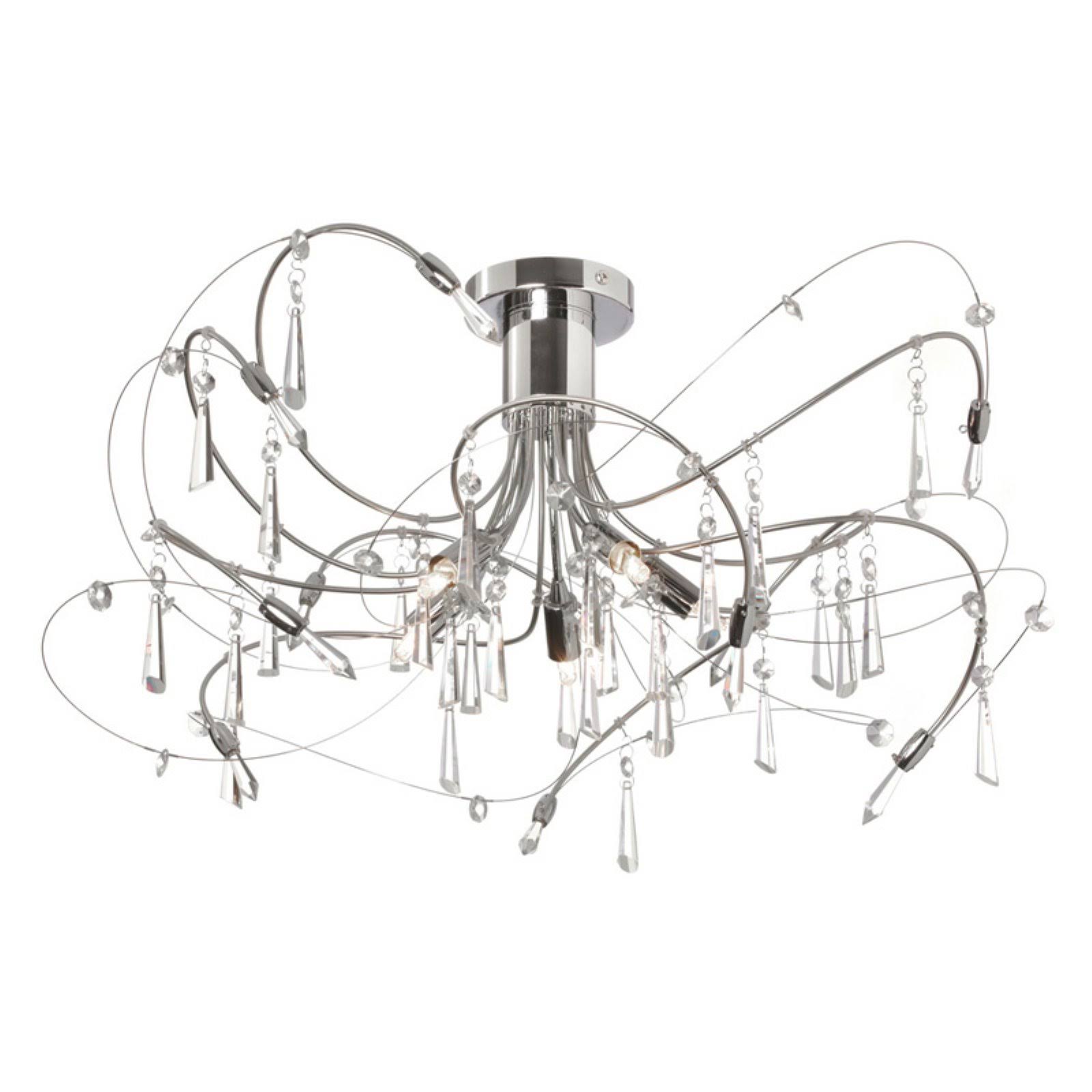 Dainolite 158-18SF-PC 5 Light Crystal Semi Flush Fixture Polished Chrome/Satin Chrome