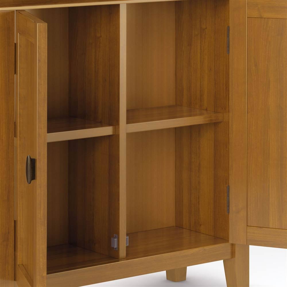 Simpli Home - Redmond Solid Wood 32 inch Wide Rustic Low Storage Cabinet in - Light Golden Brown