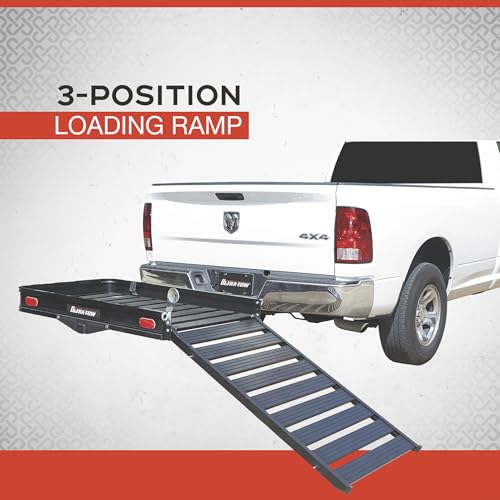 Ultra-Tow Aluminum Hitch Cargo Carrier with Ramp - 500-Lb. Capacity, Black, 60in. x 30in. x 4in. - Radiant Selections