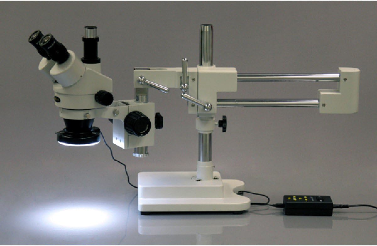 AmScope SM-4TZ-144A Professional Trinocular Stereo Zoom Microscope, WH10x Eyepieces, 3.5X-90X Magnification, 0.7X-4.5X Zoom Objective