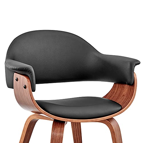Armen Living Adalyn Faux Leather and Wood Dining Room Accent Chair, Cream/Walnut 19D x 25W x 30H in