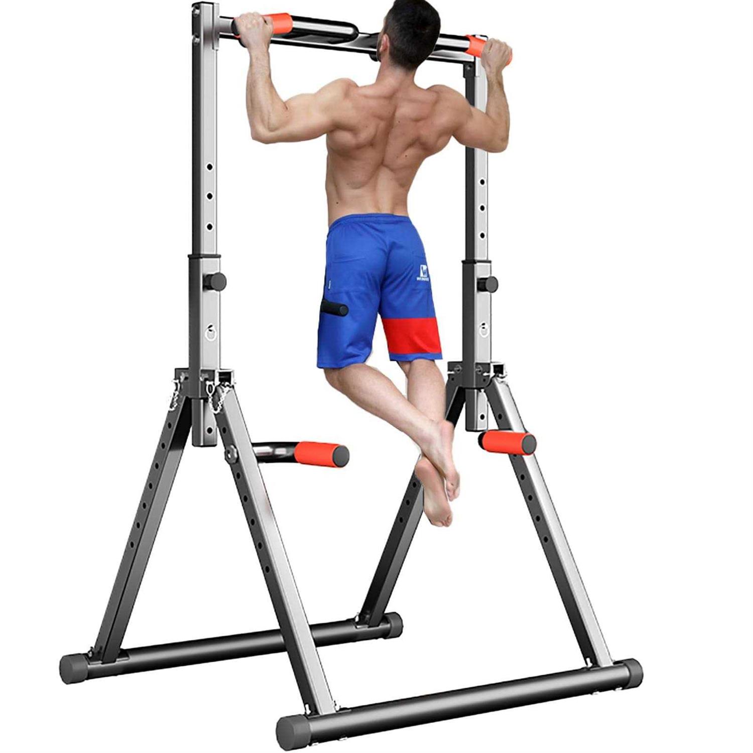 Dobests Foldable Power Tower Dip Station Pull Up Bar Station Adjustable Multifunction Fitness Tower Station Training Equipment Home Outdoor