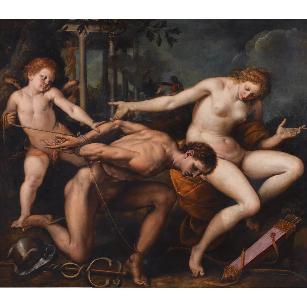 Isidoro Bianchi 22x20 Black Ornate Framed Double Matted Museum Art Print Titled: Allegory of Love and Wisdom