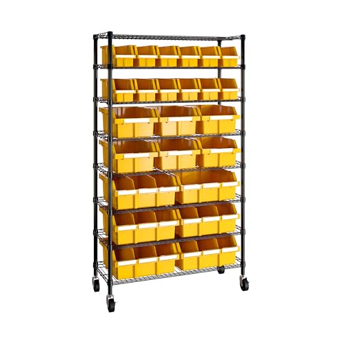 Seville Classics Heavy Duty NSF Bin Rack Solid Steel Wire Shelving Storage Unit, Patented Organizer for Garage, Warehouse, Office, Restaurant