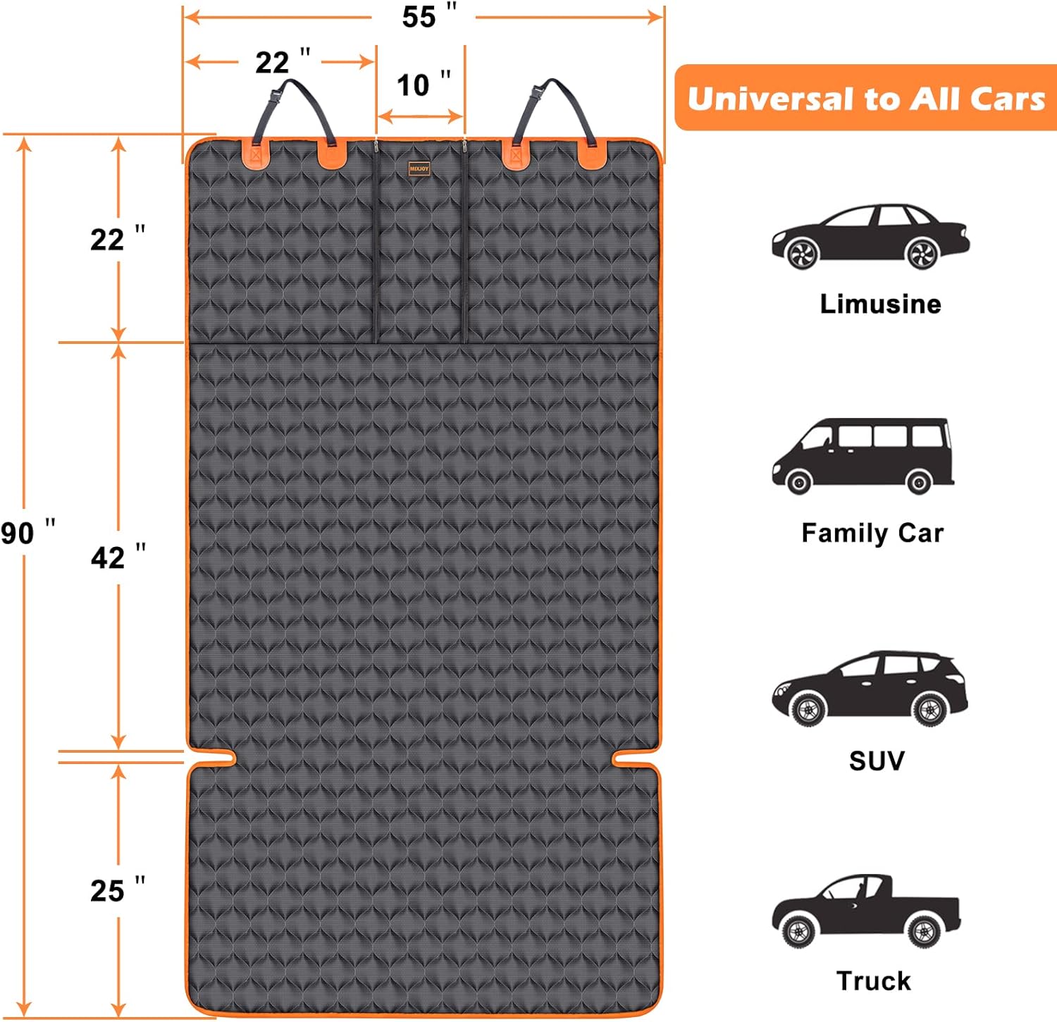 MIXJOY Cargo Liner for Dogs, Cargo Liner for SUV for Fold Down Seat, Dog Mat for Car with Bumper Flap Protector