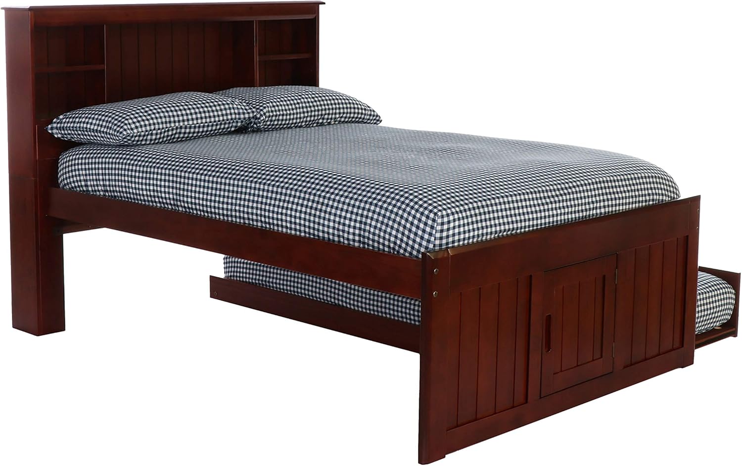 Full Bookcase Bed with 3 Drawers & Trundle Merlot