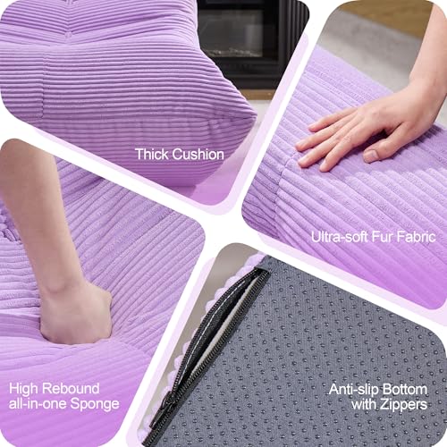 Bean Bag Chairs for Adults Giant Bean Bag Chair Memory Foam BeanBag Chair Big Bean Bag Sofa with Filler Faux Fur Fireside Beanbags Lazy Sofa for