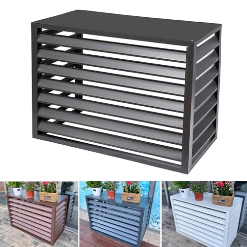 Air Conditioner Outdoor Unit Aluminum with Top Cover, Air Conditioner Fence for Outside Units, Flower Rack Shutters