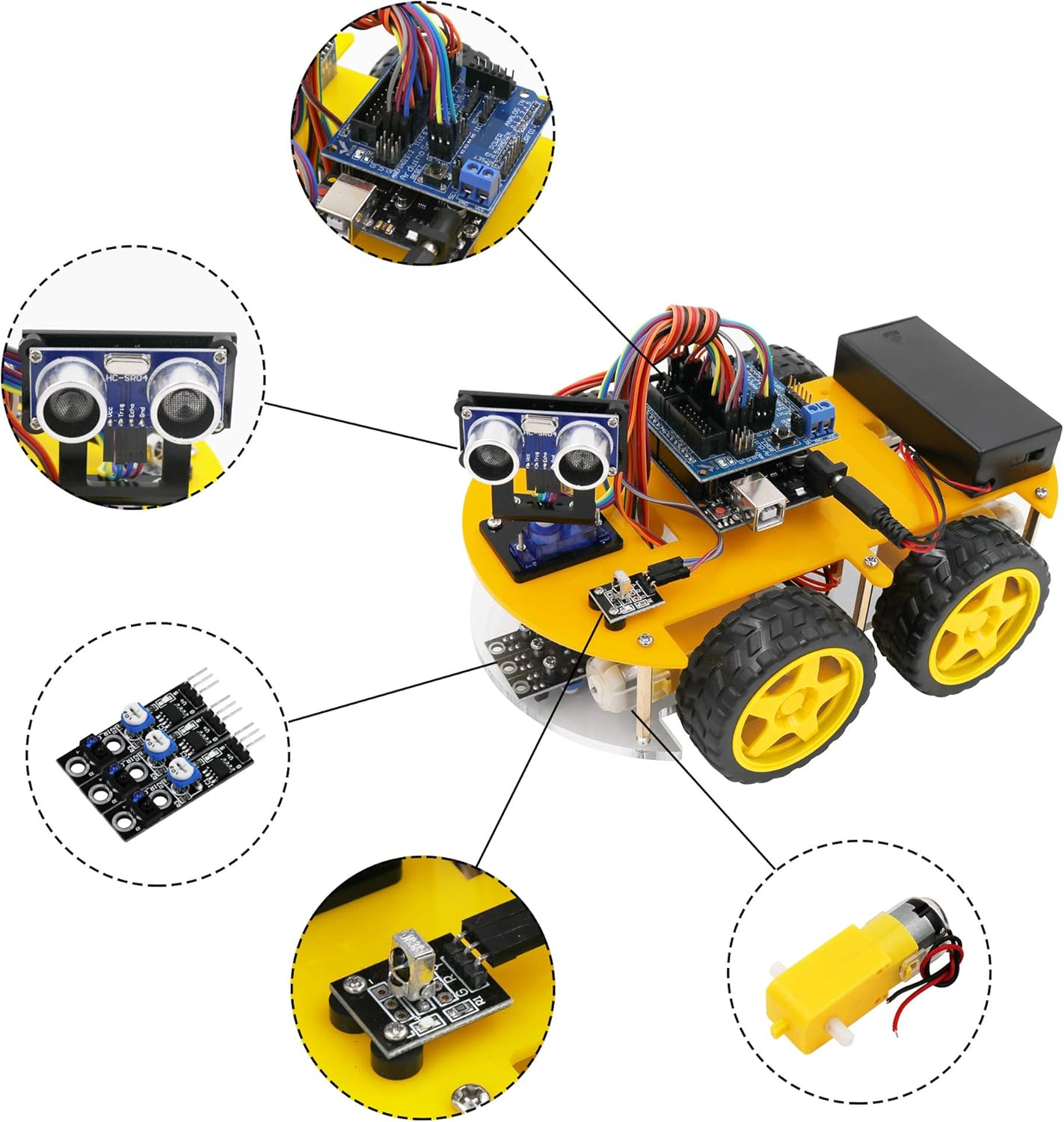 LAFVIN Smart Robot Car Kit Include Ultrasonic Sensor, Bluetooth Module,R3 Board Compatible with Arduino IDE with Tutorial Pack of 2