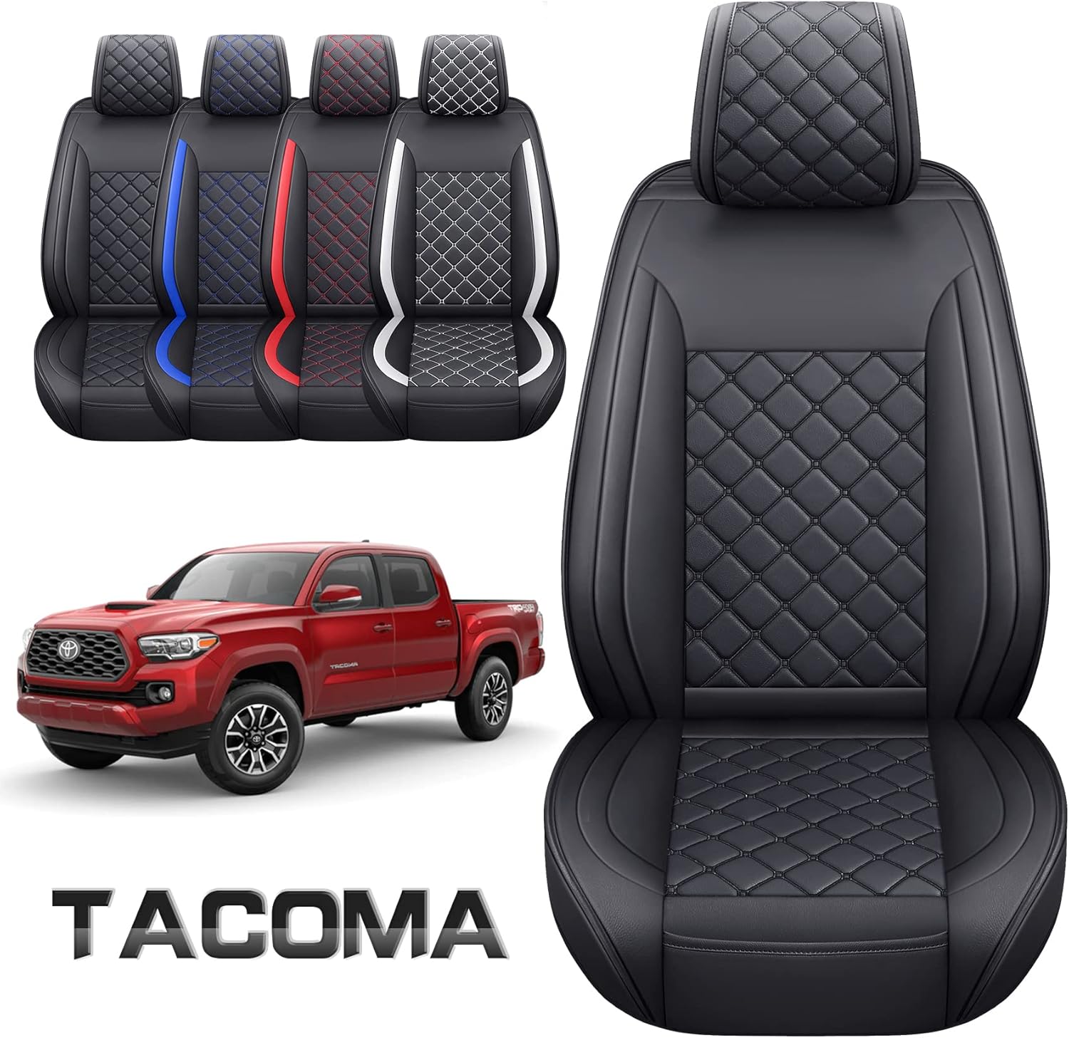 Tomatoman Car Seat Covers Customized for 2005-2022 Toyota Tacoma Double Cab TRD Off-Road Sx Package Nightshade Edition Pickup Truck