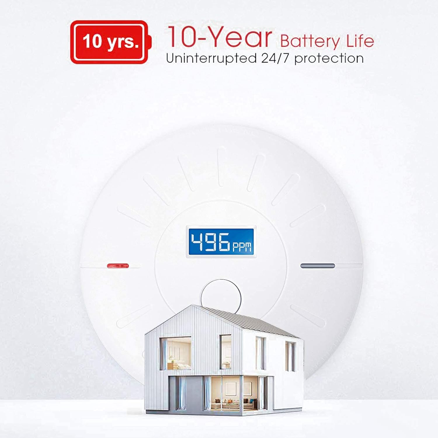 2 Pack 10 Year Battery Operated Smoke and Carbon Monoxide Detector, Portable Fire Co Alarm for Home and Kitchen