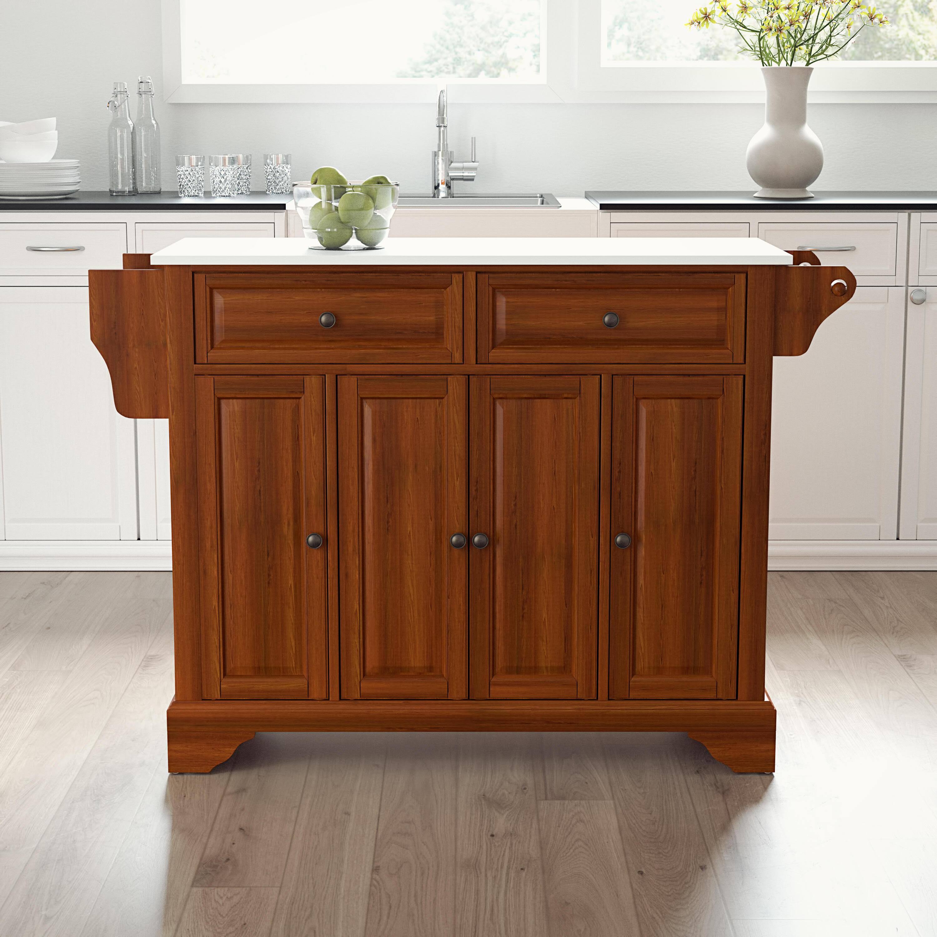 Lafayette Granite Top Full Size Kitchen Island/Cart Cherry - Crosley