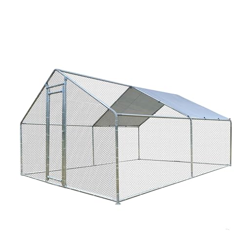 GOWE Large Chicken Coop Metal Chicken Run Walk-in Poultry Cage Spire-Shaped with Waterproof and Anti-Ultraviolet Cover for Backyard and Farm Outside