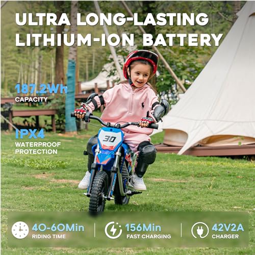 AIII Electric Dirt Bike for Kids 3-7, High Performance Racing Grade Motorcycle, Up to 8MPH, 2 Speed Settings, 12-Inch Off-Road Tires
