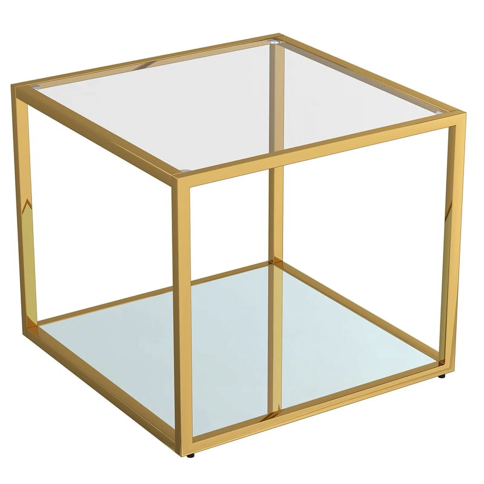 Casini 3-Piece Contemporary Metal and Glass Coffee Table Set in Gold