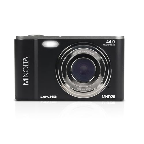 Minolta MND20 44MP Digital Camera &ndash; 2.7K Ultra HD Video, 16X Digital Zoom, Anti-Shake Stabilization, Time Lapse, Face Detection