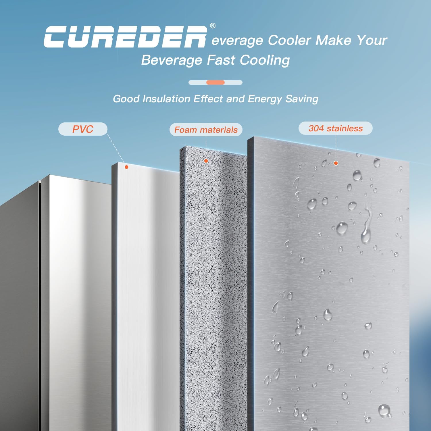 15 Inch Outdoor Refrigerator, Weather Proof Stainless Steel Beverage Beer Cooler Under Counter Fridge