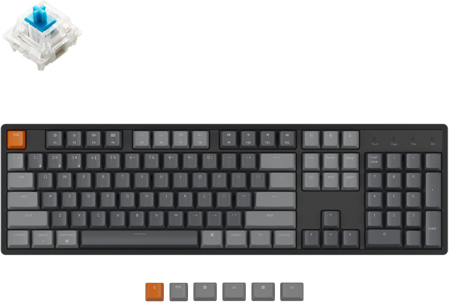 Keychron K10 Full Size 104 Keys Bluetooth Wireless/USB Wired Mechanical Gaming Keyboard for Mac with Gateron G Pro Brown Switch/RGB