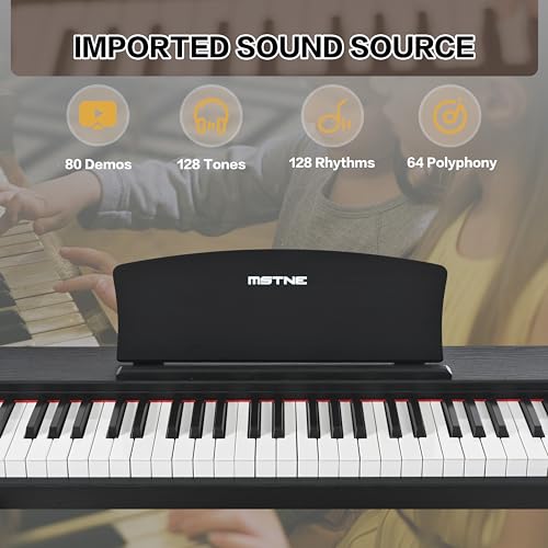 Digital Piano 88 Key Weighted with Piano Bench, 88 Key Full Size Semi Weighted Keyboard Piano, Electronic Piano for Beginner,with Adjustable Stand