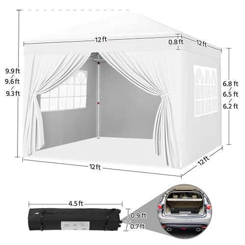 Yaheetech 10x10 Pop Up Canopy with 4 Removable Sidewalls, Portable Enclosed Instant Tent, Waterproof Outdoor Tent, Beach Sun Shelter with 4 Sandbags