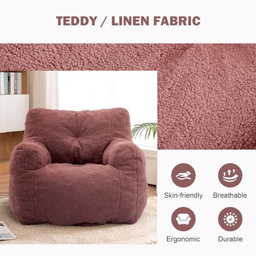 INMOZATA 3FT Bean Bag Chair for Adult Teens Kids(with Filler) Furniture - Soft Teddy Fabric Lazy Sofa Chair