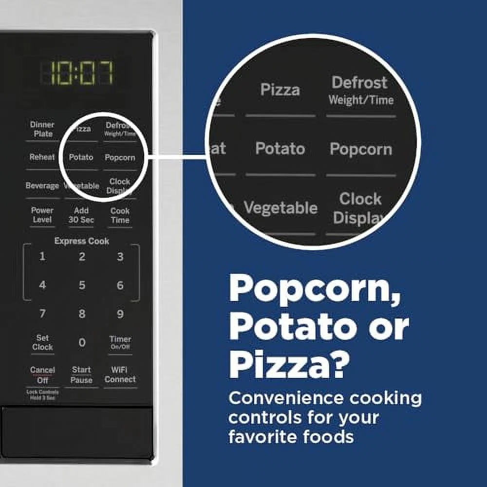 GE Smart Countertop Microwave Oven | Complete with Scan-to-Cook Technology and Wifi-Connectivity | 0.9 Cubic Feet Capacity