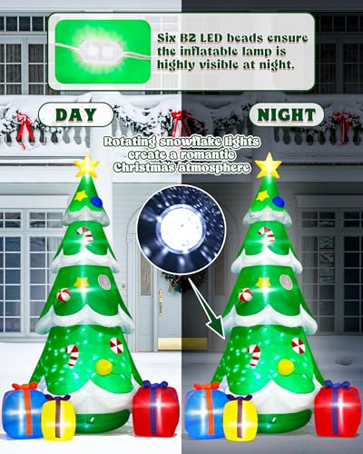 15FT Christmas Inflatables, Giant Inflatable Santa Claus Holding Gift Bags, Blow Up Christmas Santa Claus with 8pcs LED