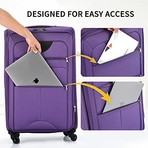 Merax Suitcase Set Softside 3-Piece Expandable Luggage with TSA Lock Spinner Wheels Lightweight Upright Luggage with Travel Bag(22/26/30 IN