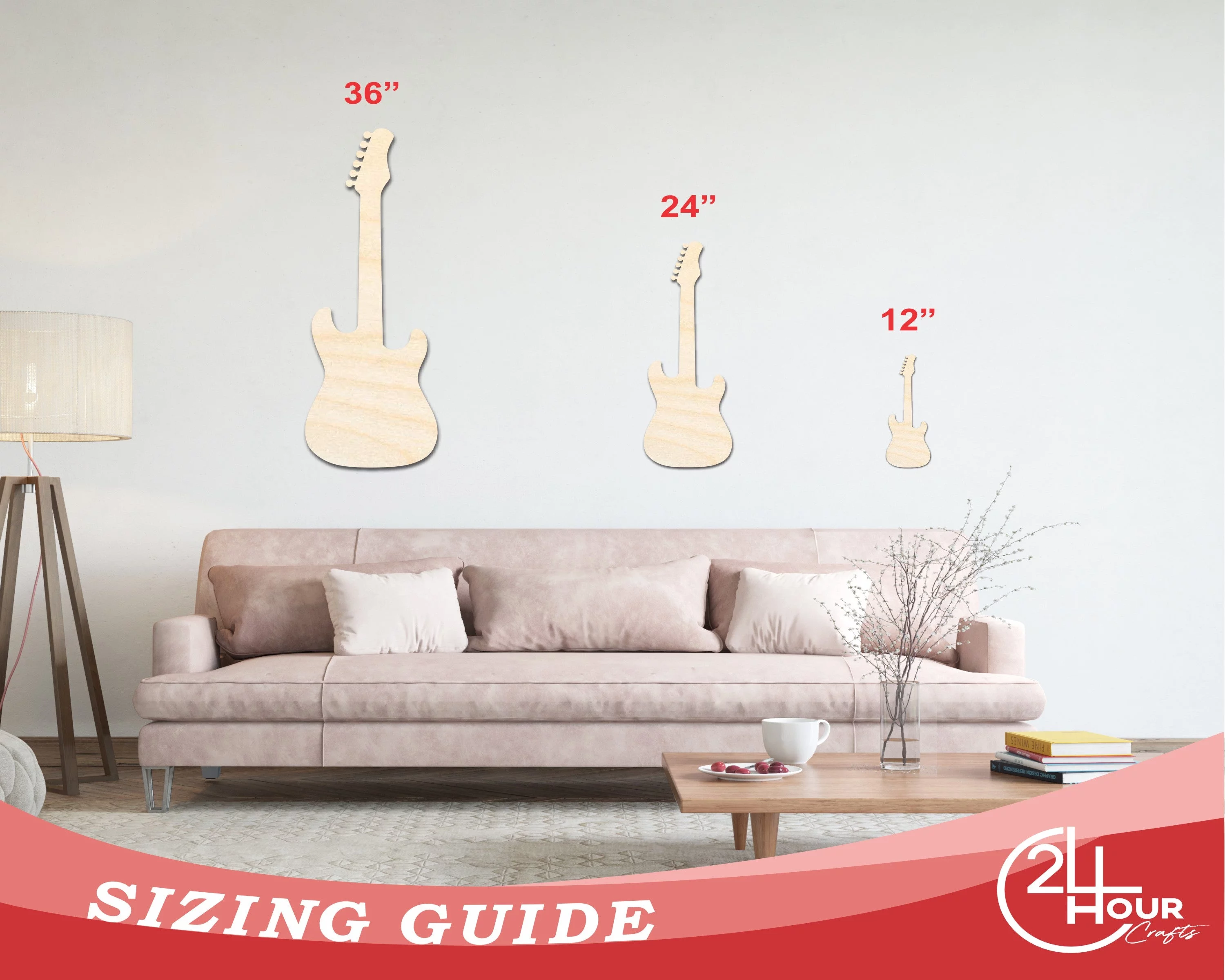 Unfinished Wood Electric Guitar Shape - Craft - up to 36" 30" / 1/4"