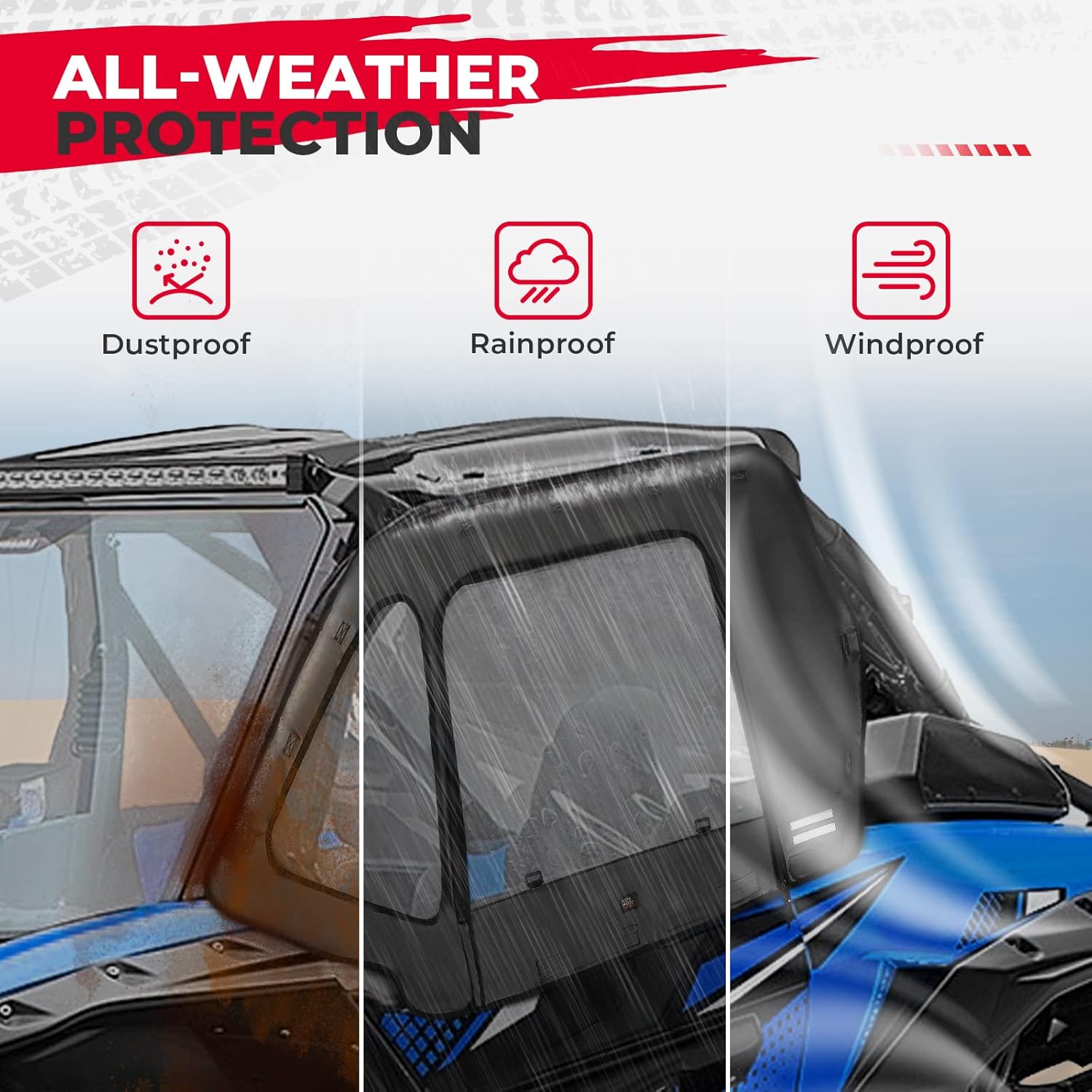 Kemimoto Teryx KRX 1000 Upgraded Soft Upper Doors Set Kemimoto UTV Door Cab Enclosure Kit KRX Side Windows Compatible with 2022 2021 2020 Kawasaki