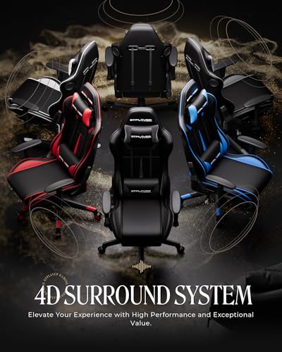 GTPLAYER Gaming Chair with Speakers, Video Game Chairs with Footrest, PC Gamer Chairs for Adults - Padded High Back Ergonomic Reclining Silla Gamer