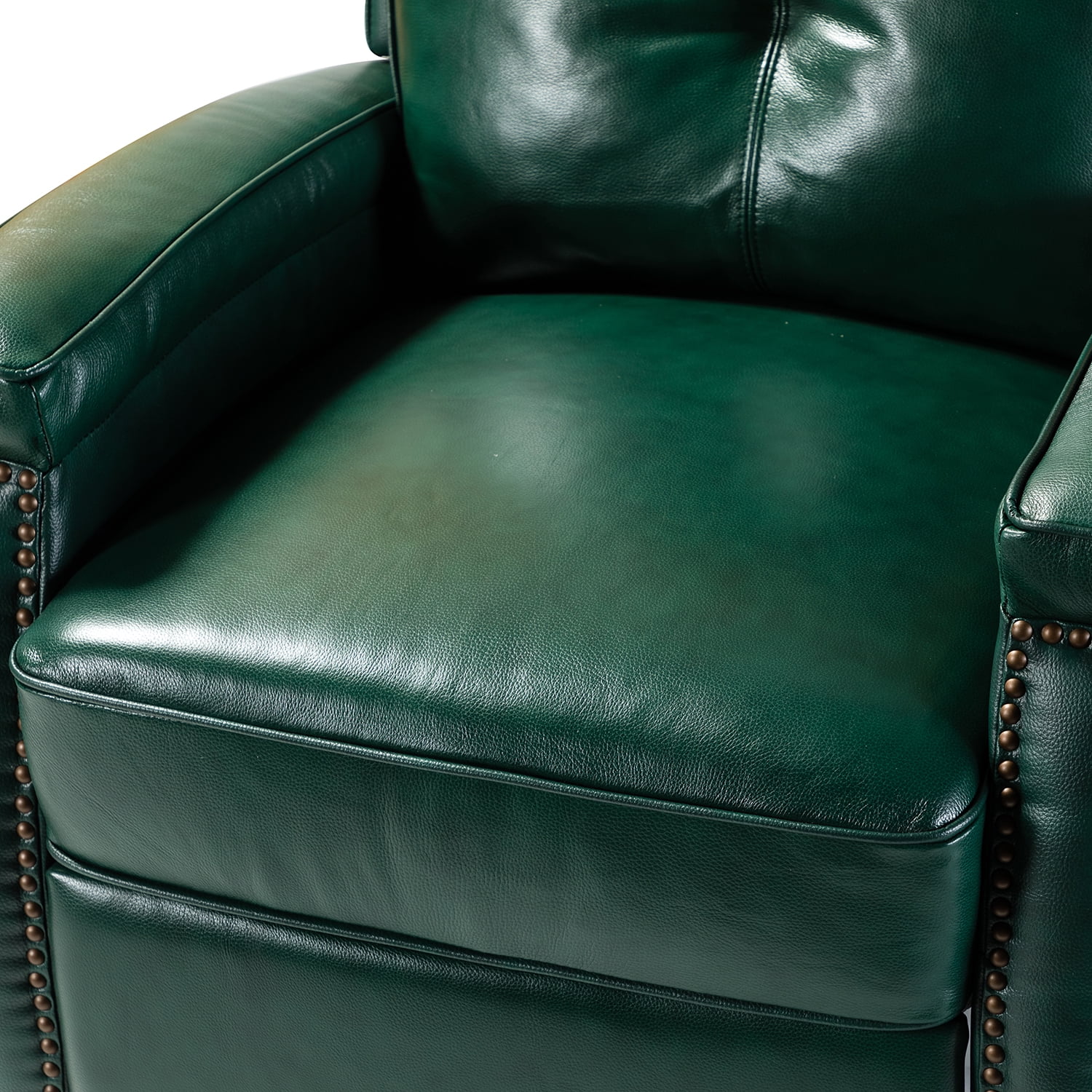 14 Karat Home Mariana Upholstered Genuine Leather Cigar Recliner with Tufted Back Set of 2 in Green