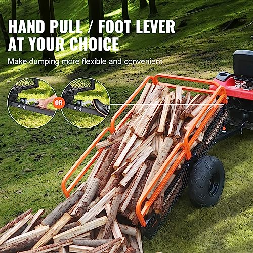 VEVOR Heavy Duty ATV Dump Cart - Steel Tow Behind trailer, 750 lbs, 15 Cubic Feet Garden Utility with Removable Sides