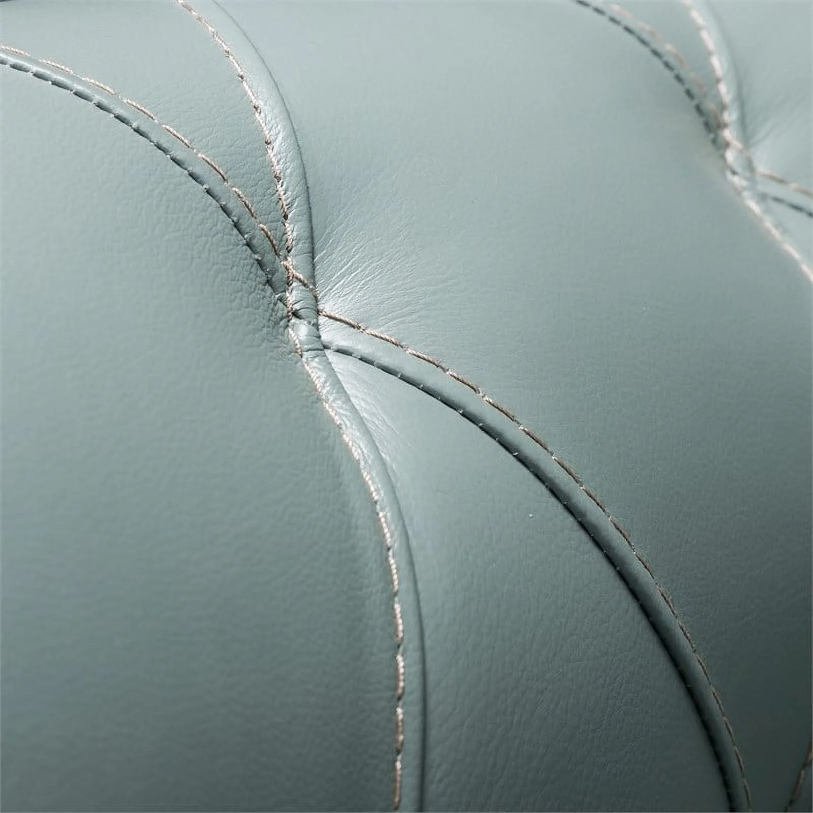 Maklaine 21" Transitional Leather Tufted Fitted Back Sofa in Spa Green