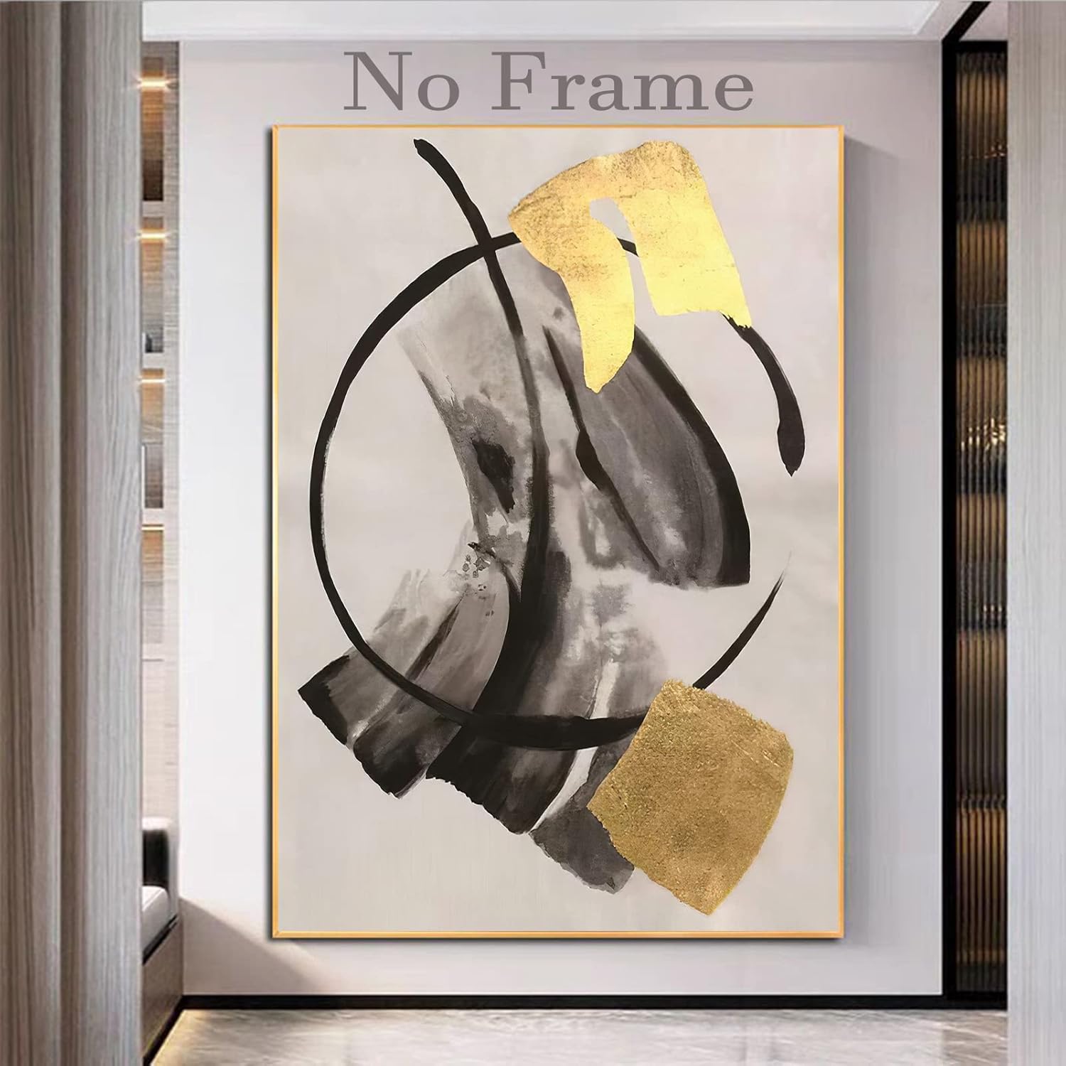 Black Gold Grey Abstract Painting Oversized Canvas Art Renditions Gallery Modern Abstract Art Black Gold Canvas Painting Gold Grey Abstract Art Large