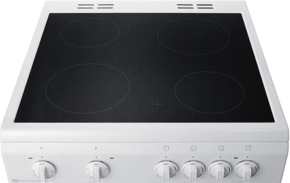 Summit CLRE24WH 24"" Electric Slide-in Range with Smooth Ceramic Glass Top Storage Drawer Waist-High Broiler 4 Cooking Zones and Interior Light in