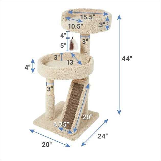 Frisco 44-in Real Carpet Cat Tree with Replaceable Corrugate Scratcher - Pet Supplies online store